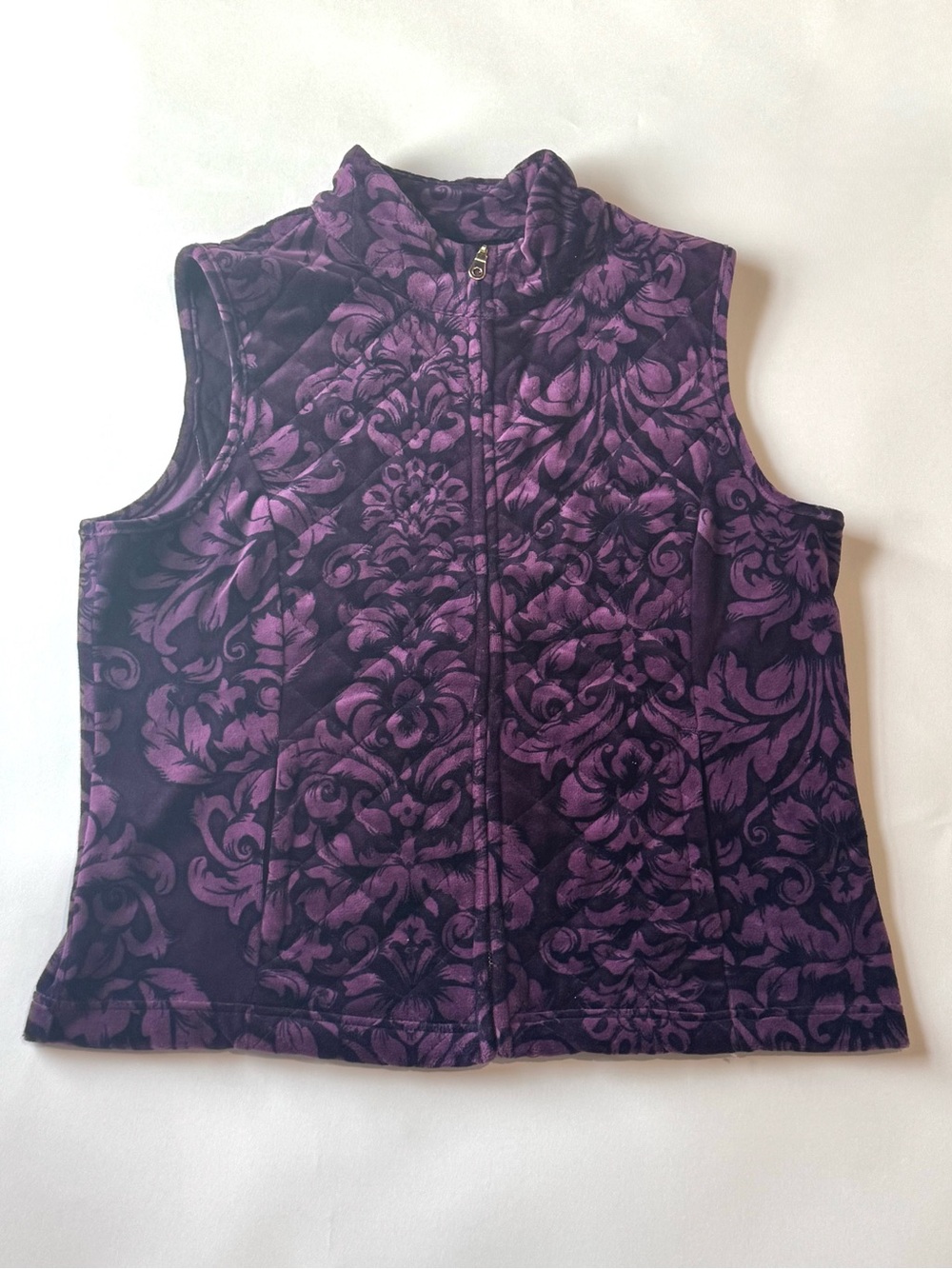 Charter Club Purple Quilted Velvet Vest P/L